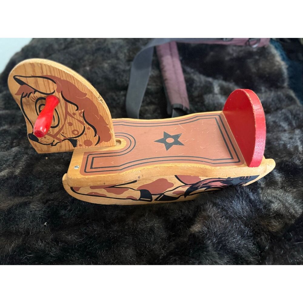 Antique Vintage 1930s-40s Wood Wooden Kids Kid's Child Toddler Rocking Horse Toy